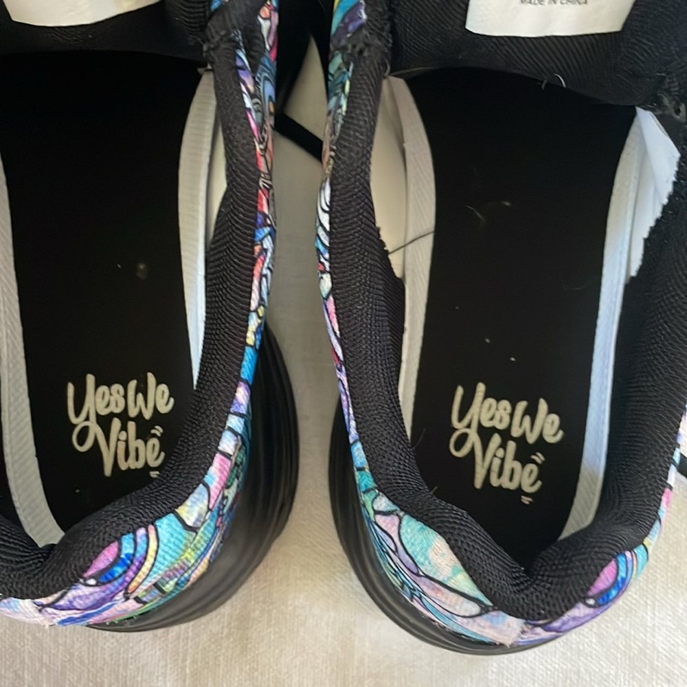 - Yes We Vibe sneakers in colorful stained glass print with peace sign. Wo… - Picture 8 of 8